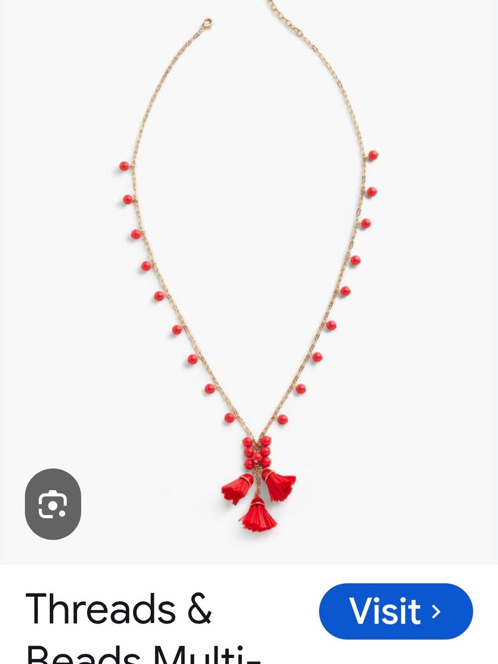 Talbots Gold-Tone Necklace with Red Beads and Tassels